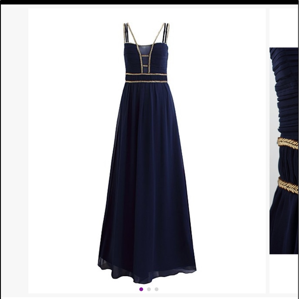 Long Navy and Gold Dress
